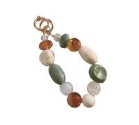 Qsvbeeqj Pulsera de perlas inspirada en Corea para teléfono móvil, cadena de encanto para teléfonos móviles y bolsas, llavero de moda, accesorios de llavero colgantes coloridos para auriculares