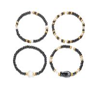Qsvbeeqj Pulsera elástica de concha de mar apilable joyería de playa de cerámica diseño de perlas de peces hecho a mano cálido día pulsera accesorios de resina artística cuentas de cerámica accesorios