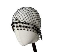 Qsvbeeqj Suave y seguro con cuentas borlas sombrero de pelo exquisitas perlas borlas tocado hecho a mano diseños huecos