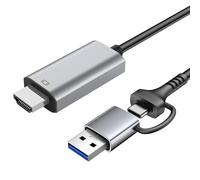 Qsvbeeqj Tarjetas de grabación de vídeo USB + tipo C a HDTV USB captura vídeo convertidor de dispositivo convertidor digital para PC HDTV portátil gaming streaming