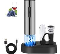 QSWLHLYY Sacacorchos EléCtrico AutomáTico De Acero Inoxidable, Recargable, para Uso DoméStico, con Cortador De Papel De Aluminio, TapóN De VacíO Y Vertedor De Vino. Un Juego para Los Amantes del Vino