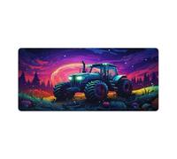 QSYFNBZL Alfombrilla de ratón con diseño de Tractor en un Campo Espacial Suave Deslizamiento y Bordes cosidos de Alta Densidad 40x90cm
