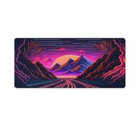 QSYFNBZL Alfombrilla de ratón extendida A Synthwave Journey Lavable 40x90cm con Base Antideslizante y Borde Cosido para Juegos de Oficina