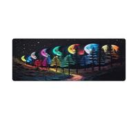 QSYFNBZL Alfombrilla de ratón extendida con diseño de Bosque Lunar arcoíris 30x80cm Base de Goma Antideslizante para Teclado de Ordenador Escritorio Oficina y Juegos