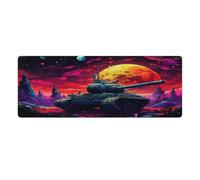 QSYFNBZL Alfombrilla de ratón Grande con Foto de un Tanque en un Campo Espacial Lavable 30x80cm con Bordes cosidos Base de Goma Natural Antideslizante y Duradera