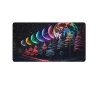 QSYFNBZL Alfombrilla de ratón Grande Mystic Rainbow Moon Forest 40x75cm Bordes cosidos antidesgaste Base de Goma Antideslizante precisión y Velocidad mejoradas