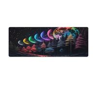 QSYFNBZL Alfombrilla de ratón para Juegos Mystic Rainbow Moon Forest con Bordes cosidos de Goma Antideslizante Impermeable Duradera para Juegos en casa y Oficina 30x80cm