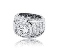QSYJCCXD 14k Gold Densamente establecido Trapezoid Emerald Cut Center Stone Ring, Mossanite Hip-Hop Ring, una audaz expresión de su estilo, regalo de papá
