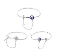 QSYJCCXD 17-20 cm 925 Pulsera de corazón de corazón de Plata esterlina con Cadena para Joyas Colgantes de Bricolaje