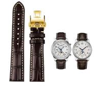 QSYJCCXD 19 20 21 mm Propina de pulsera para Masters L3 L4 L2.628/L2.673 Reloj Strap Cowhide Butterfly Buckle Boder Band