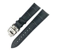 QSYJCCXD 20 mm de 21 mm de banda de vigilancia de cuero de vaca para jaeger-leCoultre Master Watch Store Soft Black Brown Blue Leathets Plegado Hebilla