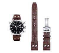 QSYJCCXD 21 mm de 22 mm Italia Caquera La banda de reloj suave de cuero suave para la marca piloto IWC 18 Soft Brown Watch Strap plegable