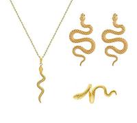 QSYJCCXD 4 piezas de pendientes de collar de serpiente de hip hop de 4ps aretes de joyería