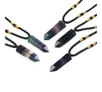 QSYJCCXD 5pcs Natural Rainbow Fluorite Quartz Point Posting Colgante de Cristal Collar