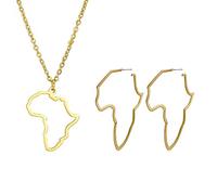 QSYJCCXD Africa Map Outline Collar y aretes colgantes de oro