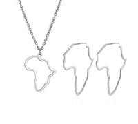 QSYJCCXD Africa Map Outline Collar y aretes colgantes de oro