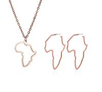 QSYJCCXD Africa Map Outline Collar y aretes colgantes de oro