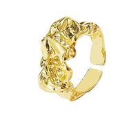 QSYJCCXD Anillo de apertura irregular de papel de aluminio textura de metal anillo geométrico anillo minimalista para mujeres ajustables