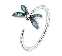 QSYJCCXD Anillo de libélulas verdes anillo de dedo ajustable con claro para mujeres haciendo joyas
