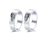 QSYJCCXD Anillo de mariposa Joyería de regalo de San Valentín Anillo de pareja simple Ring para hombres y mujeres, plata