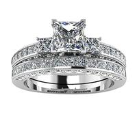 QSYJCCXD Anillos de bodas Anillos de pareja de hombres y mujeres de moda europea y americana con circones Anillos de boda de San Valentín Presente para novia Ocasión especial
