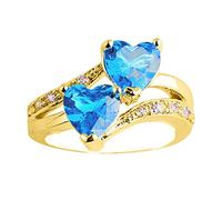 QSYJCCXD Anillos de bodas para mujeres, el doble corazón único de mujeres Rainbow Eternal Engagement Ann Ring Girls Ring Classic Valentine's Day Regalos para la novia Rings de la fiesta de la esposa