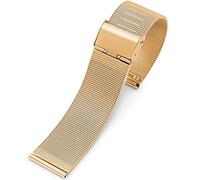 QSYJCCXD Banda de reloj de acero inoxidable 8/10/12/13/14/15/16/17/18/19/20/12/22/23/24 mm Banda de vigilancia de malla plateada 304 Correa de acero inoxidable (color: oro, tamaño: 21 mm)