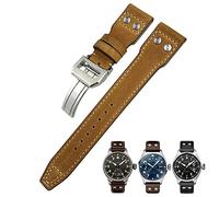 QSYJCCXD Banda de reloj de cuero genuino de 20 mm para IWC Big Pilot Watch Mark 18 Spitfire Top Gun Hamilton Cowhide Strap Store