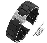 QSYJCCXD Banda de reloj de goma de silicona para AR5890 AR5889 AR5858 AR5920 AR5868 AR8023 HOMBRE 23 mm Mujer 20 mm de acero en la banda de vigilancia de goma Pulsera