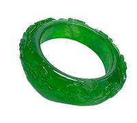 QSYJCCXD Brazaletes esmerald green jade a mano flores talladas jade jadeite brazalete da regalos de joyas para mujeres regalos (61-62 mm)