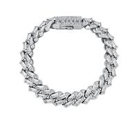 QSYJCCXD Cadena cubana de oro de 14 quilates, estilo hip hop, joyería glamurosa, 8 inch