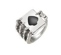 QSYJCCXD Card Card Spades Dragon Claw Ring Retro Men and Women Exagerated Skull Paw Metal Halloween Cosplay Ring, Silver