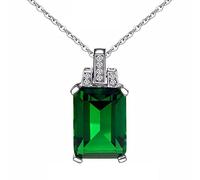QSYJCCXD Colgante de Collar de Mujeres Colgante Cuadrado de Esmeralda con una Cadena de clavícula de 45 cm Regalo de Boda Regalo
