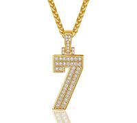 QSYJCCXD Collar con colgante de acero de titanio chapado en oro al vacío con número 7, cadena para hombre y mujer, longitud de la cadena de 60 cm (7, dorado)