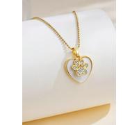 QSYJCCXD Collar de 1 por ciento con Estampado de Pata incrustado de Diamantes de imitación y Defensa Colgante en Forma de corazón