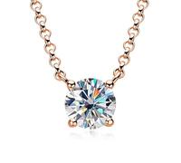 QSYJCCXD Collar en forma de S de 1 quilate con colgante de color D, cadena de clavícula de diamantes brillantes de 4 garras para mujer