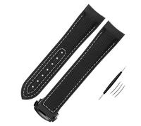 QSYJCCXD Correa de reloj de silicona de nailon de alta densidad para Omega Watch Band de 20 mm, 21 mm, 22 mm, correa de reloj de goma, cierre plegable, extremo curvado, 20mm