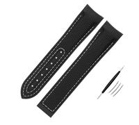 QSYJCCXD Correa de reloj de silicona de nailon de alta densidad para Omega Watch Band de 20 mm, 21 mm, 22 mm, correa de reloj de goma, cierre plegable, extremo curvado, 21mm