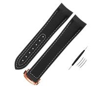 QSYJCCXD Correa de reloj de silicona de nailon de alta densidad para Omega Watch Band de 20 mm, 21 mm, 22 mm, correa de reloj de goma, cierre plegable, extremo curvado, 22mm