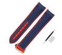 QSYJCCXD Correa de reloj de silicona de nailon de alta densidad para Omega Watch Band de 20 mm, 21 mm, 22 mm, correa de reloj de goma, cierre plegable, extremo curvado, 20mm