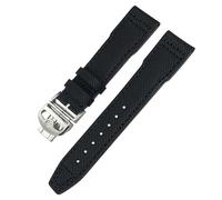 QSYJCCXD Correa de reloj de vaca de nylon de alta densidad 20 mm de 21 mm de cuero genuino en relieve de cuero verde Reloj reemplazo para accesorios de series piloto de IWC