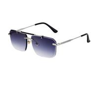 QSYJCCXD Gafas de sol clásicas sin marco para mujeres y hombres, lujosas, vintage, sin montura doble, lentes de sol para conducir, para hombre, C7 gris plateado, Talla única