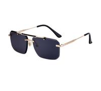 QSYJCCXD Gafas de sol clásicas sin marco para mujeres y hombres, lujosas, vintage, sin montura doble, lentes de sol para conducir, para hombre, C1Goldgray, Talla única