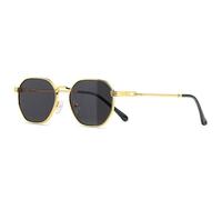 QSYJCCXD Gafas de sol cuadradas de metal para mujeres y hombres, marco de espejo dorado, azul y verde, UV400, Gris dorado, Talla única