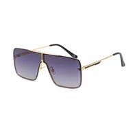 QSYJCCXD Gafas de sol de gran tamaño de una sola pieza para hombre, de lujo, con marco de metal, lentes de sol para señoras y hombres, anti UV400, C1 gris dorado, Talla única