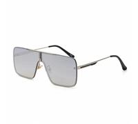 QSYJCCXD Gafas de sol de gran tamaño de una sola pieza para hombre, de lujo, con marco de metal, lentes de sol para señoras y hombres, anti UV400, C7 blanco plateado, Talla única