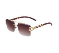 QSYJCCXD Gafas de sol de madera para hombre, cuadradas, sin montura, de grano de madera, vintage, a la moda, lujosas, retro, C2, Talla única
