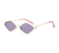QSYJCCXD Gafas de sol de rombo de moda para hombres y mujeres, lentes de moda, montura de metal, para fiesta, estilo casual, UV400, C4, Talla única