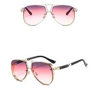 QSYJCCXD Gafas de sol ovaladas con patrón hueco, para hombres y mujeres, de lujo, marco de aleación de metal, lentes degradados, Sku4, Talla única