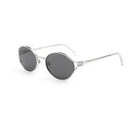 QSYJCCXD Gafas de sol ovaladas retro con montura de metal para mujeres y hombres, lentes de sol pequeñas UV400, plateado (Silver Sun), Talla única